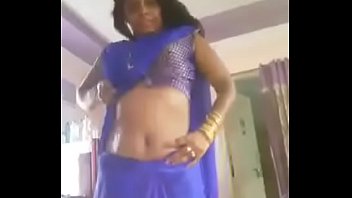 Tamil Aunty In Blue Saree
